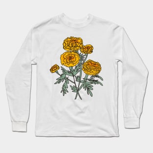 Marigold Hispanic flower Sobre Alba Long Sleeve T-Shirt